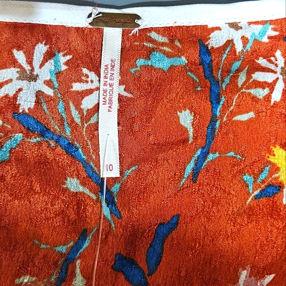 Free People Covent Garden Red Combo Wrap Midi Ruffle Dress,Size 10,NWT - Picture 15 of 16